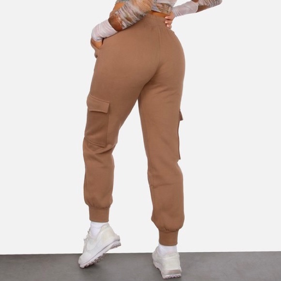 Mocha Brown Cargo Sweat Pants - Picture 2 of 4